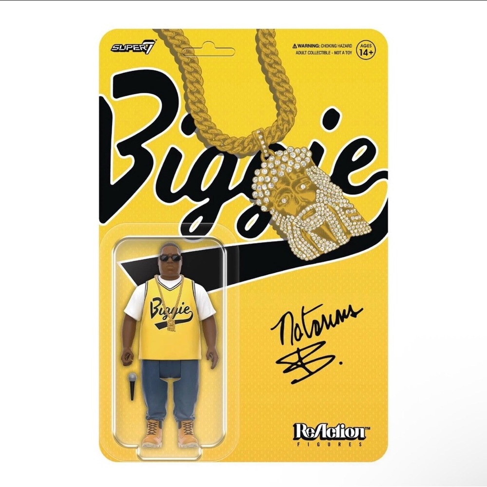 Super7 ReAction Notorious B.I.G. Biggie Smalls Yellow Jersey Action Figure